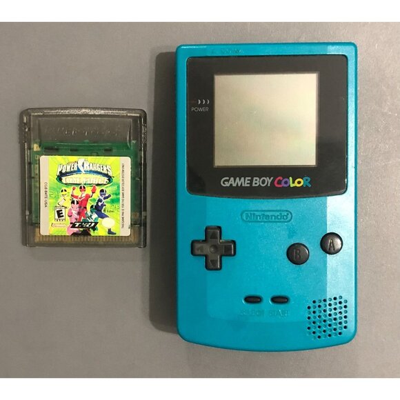 Nintendo Gameboy Color Teal Blue Handheld Console Bundle with Game